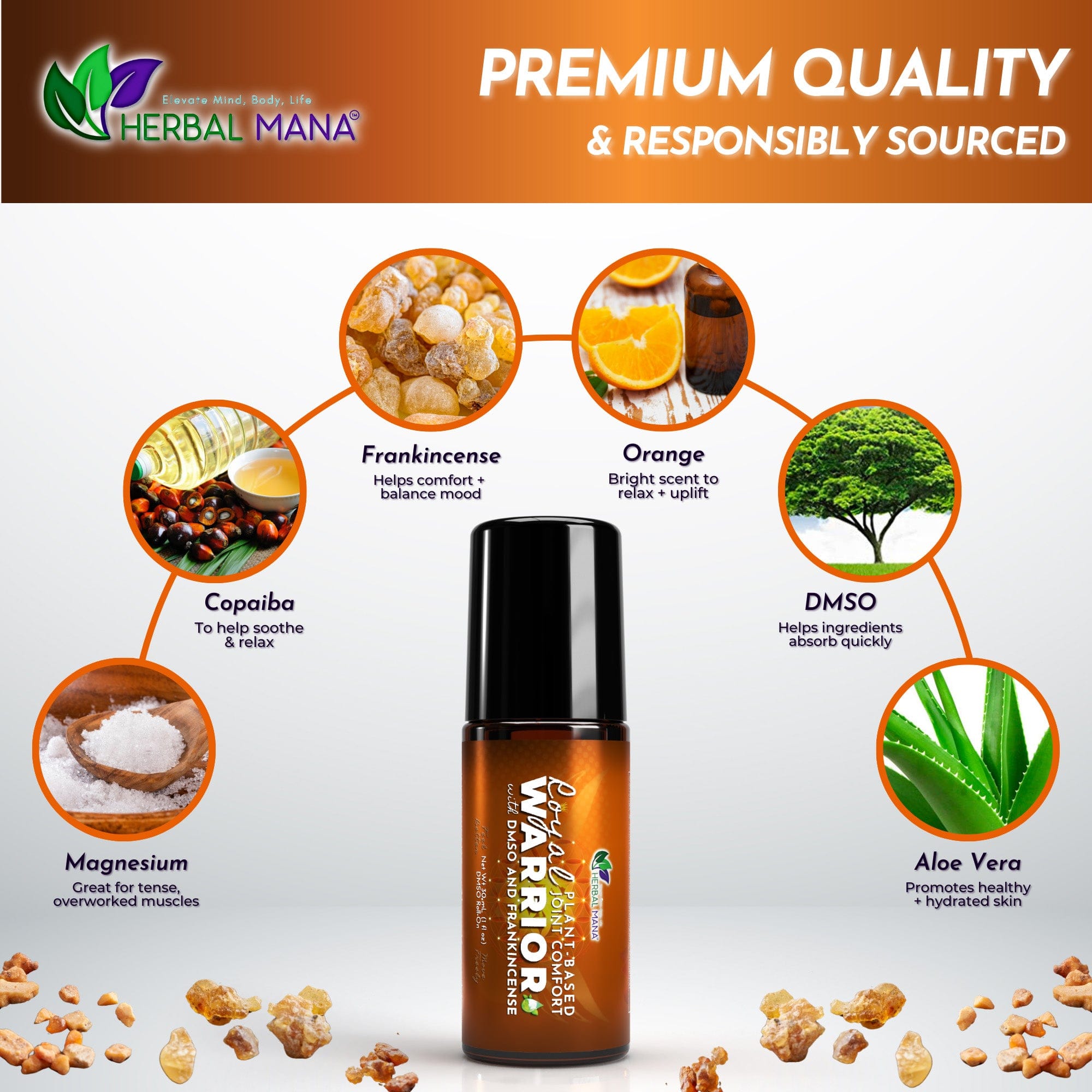 Frankincense DMSO Roll-On for Joint Comfort (No Menthol) | Royal Warrior